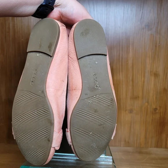 Ecco white washed orange round toe leather chain detail comfort flats - Picture 6 of 10